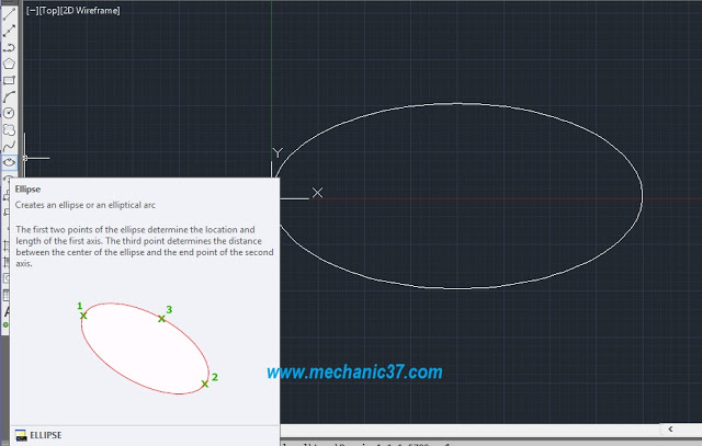 ellipse के icon पर click करके आप autocad में ellipse draw कर सकते हो 