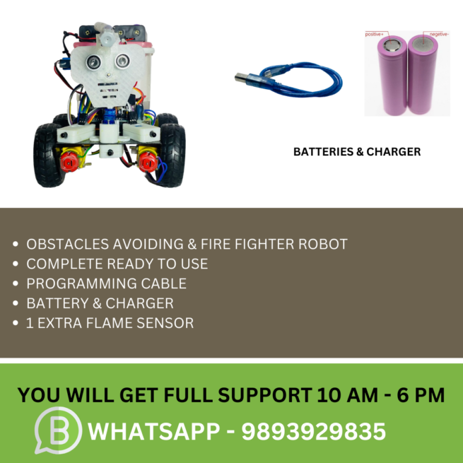 Obstacle Avoiding Fire Fighter Robot Using Arduino - Project With Report Pdf - Image 5