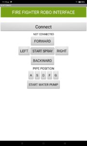 Fire fighter robot bluetooth control system app